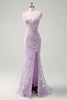 Load image into Gallery viewer, Sparkly Lilac Corset Spaghetti Straps Beaded Long Formal Dress with Slit