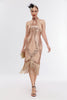 Load image into Gallery viewer, Champagne Halter 1920s Dress with Sequins