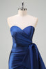 Load image into Gallery viewer, Dark Blue Mermaid Sweetheart Bowknot Long Formal Dress with Slit