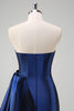 Load image into Gallery viewer, Dark Blue Mermaid Sweetheart Bowknot Long Formal Dress with Slit