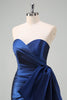 Load image into Gallery viewer, Dark Blue Mermaid Sweetheart Bowknot Long Formal Dress with Slit