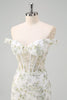 Load image into Gallery viewer, Light Green Corset Off The Shoulder Long Formal Dress with Embroidery