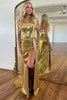 Load image into Gallery viewer, Mirror Golden Strapless Long Formal Dress with Slit