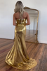 Load image into Gallery viewer, Mirror Golden Strapless Long Formal Dress with Slit