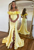 Load image into Gallery viewer, Yellow Corset Mermaid Lace-Up Back Long Formal Dress with Ruffles