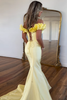 Load image into Gallery viewer, Yellow Corset Mermaid Lace-Up Back Long Formal Dress with Ruffles