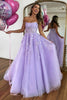 Load image into Gallery viewer, Princess Lilac Corset Strapless Long Formal Dress with Appliques