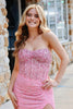 Load image into Gallery viewer, Sparkly Pink Mermaid Corset Long Formal Dress with Beading