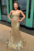 Load image into Gallery viewer, Sparkly Golden Mermaid Corset Long Formal Dress