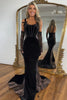 Load image into Gallery viewer, Black Mermaid Corset Long Formal Dress with Lace(Gloves are not included)