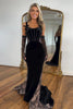 Load image into Gallery viewer, Black Mermaid Corset Long Formal Dress with Lace(Gloves are not included)