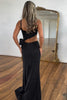 Load image into Gallery viewer, Sparkly Black Beaded Cut Out Bowknot Long Formal Dress with Slit