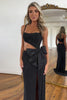 Load image into Gallery viewer, Sparkly Black Beaded Cut Out Bowknot Long Formal Dress with Slit