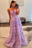 Load image into Gallery viewer, Sparkly Purple Corset Tiered Long Formal Dress with Slit