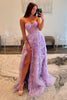 Load image into Gallery viewer, Sparkly Purple Corset Tiered Long Formal Dress with Slit