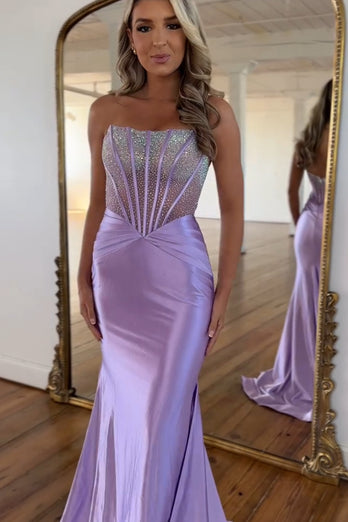 Sparkly Corset Mermaid Purple Long Formal Dress