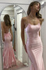 Load image into Gallery viewer, Pink Mermaid Spaghetti Straps Long Satin Formal Dress with Lace Up