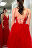 Load image into Gallery viewer, Sparkly Red Mermaid Appliqued Long Formal Dress