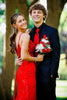 Load image into Gallery viewer, Sparkly Red Spaghetti Straps Mermaid Long Formal Dress with Slit