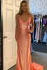 Load image into Gallery viewer, Sparkly Orange Spaghetti Straps Long Formal Dress with Beading