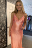 Load image into Gallery viewer, Sparkly Orange Spaghetti Straps Long Formal Dress with Beading