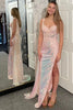 Load image into Gallery viewer, Sparkly Light Pink Corset Sequined Long Formal Dress