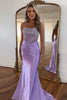 Load image into Gallery viewer, Sparkly Lilac Mermaid Corset Beaded Long Formal Dress