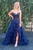 Load image into Gallery viewer, Spark Blue Corset Ruffled Long Formal Dress