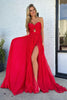 Load image into Gallery viewer, Red A-Line Strapless Pleated Keyhole Long Formal Dress with Slit