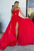 Load image into Gallery viewer, Red A-Line Strapless Pleated Keyhole Long Formal Dress with Slit