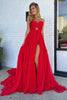 Load image into Gallery viewer, Red A-Line Strapless Pleated Keyhole Long Formal Dress with Slit