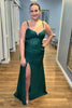 Load image into Gallery viewer, Sparkly Dark Green Mermaid Corset Beaded Long Formal Dress with Slit