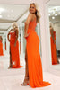 Load image into Gallery viewer, Sparkly Orange Mermaid Corset Beaded Long Formal Dress with Slit