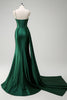 Load image into Gallery viewer, Sparkly Dark Green Sequined Corset Long Formal Dress with Slit