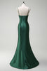 Load image into Gallery viewer, Sparkly Dark Green Mermaid Corset Beaded Long Satin Formal Dress