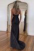 Load image into Gallery viewer, Sparkly Black Beaded Cutout Long Formal Dress with Slit