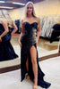 Load image into Gallery viewer, Black Sparkly Cutout Beaded Long Formal Dress with Slit