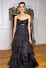 Load image into Gallery viewer, Black Tiered A-Line Bowknot Long Formal Dress with Slit