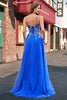 Load image into Gallery viewer, Sparkly Royal Blue Floral A Line Long Formal Dress with Appliques