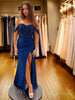 Load image into Gallery viewer, Sparkly Navy Corset Off The Shoulder Long Formal Dress