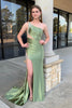 Load image into Gallery viewer, Sparkly Sage Open Back Long Formal Dress with Appliqued