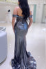 Load image into Gallery viewer, Sparkly Grey Corset Ruched Long Formal Dress