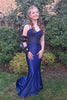 Load image into Gallery viewer, Floral Navy Corset Long Formal Dress with Appliques