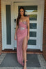 Load image into Gallery viewer, Sparkly Blush Strapless Long Formal Dress with Slit