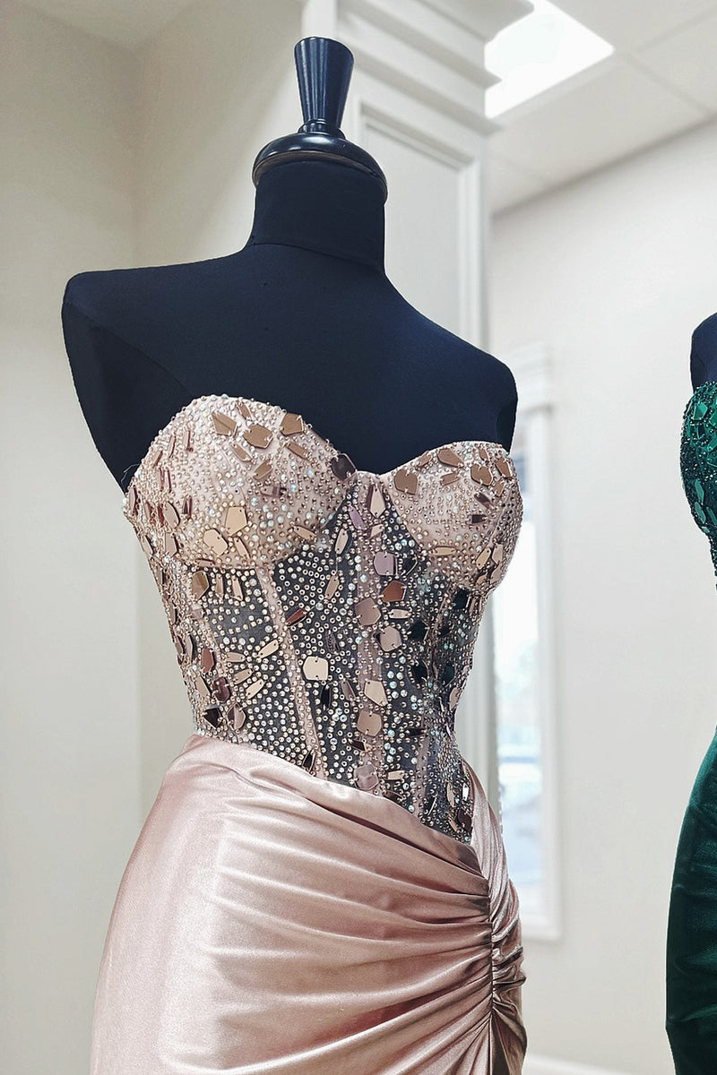 Load image into Gallery viewer, Sparkly Blush Corset Mermaid Long Formal Dress with Appliques