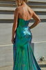 Load image into Gallery viewer, Dark Green Metallic Corset Sweetheart Long Formal Dress with Slit