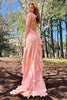 Load image into Gallery viewer, Blush Mermaid Spaghetti Straps Long Formal Dress with Ruffles Slit