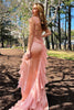 Load image into Gallery viewer, Blush Mermaid Spaghetti Straps Long Formal Dress with Ruffles Slit