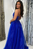 Load image into Gallery viewer, Sparkly Royal Blue Corset Long Formal Dress with Slit