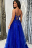 Load image into Gallery viewer, Sparkly Royal Blue Corset Long Formal Dress with Slit